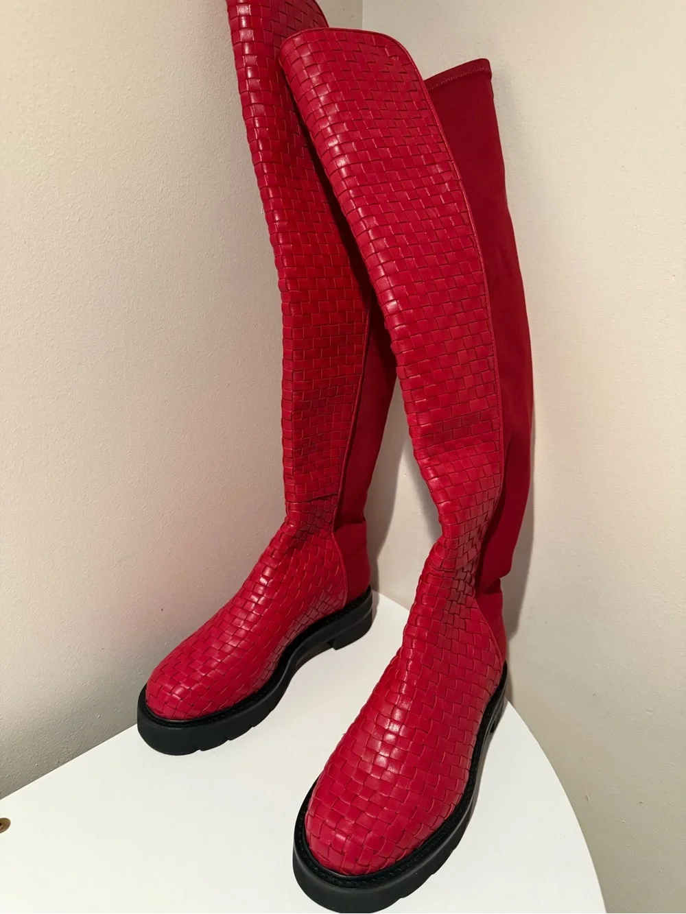 Stuart Weitzman 5050 Lift woven over-the-knee boot size 4B H50N10